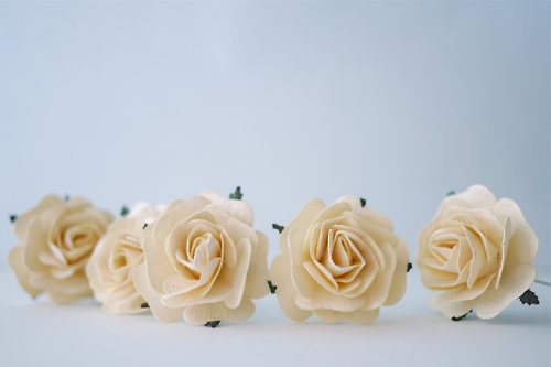 makemefrompaper Paper flower,20 Pieces mulberry rose, 4.00 cm. Ivory color.