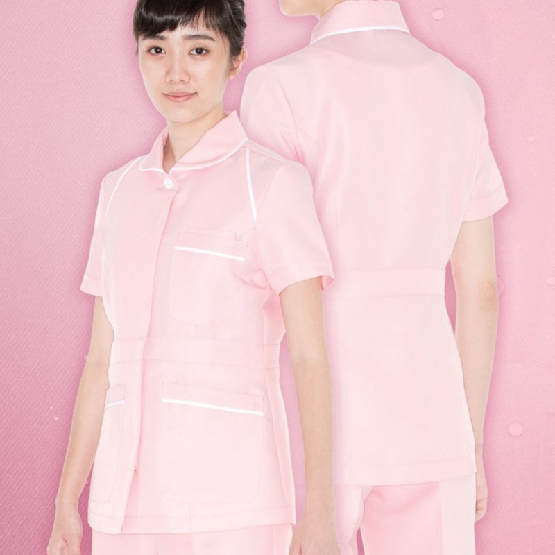 多色拉鏈納米抗菌護士護理員短袖上衣醫美診所制服NW6204 - 女上衣/長袖上衣 - 聚酯纖維 多色