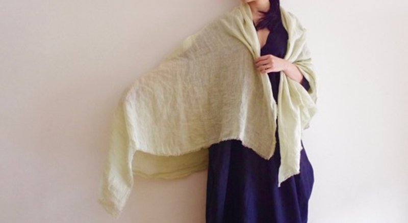 Pinkoi Proxy Purchase -  Mugwort dyed Linen stole - Scarves - Cotton & Hemp 