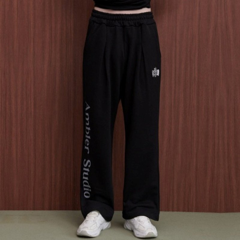 Ambler AP701 Straight Pants Trophy White Melange 運動長褲 - 女長褲 - 棉．麻 黑色