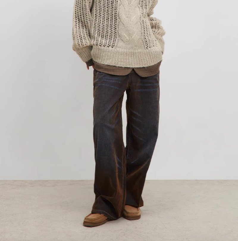 Vintage Jeans 復古植絨牛仔褲 - 中性長褲/短褲 - 棉．麻 咖啡色