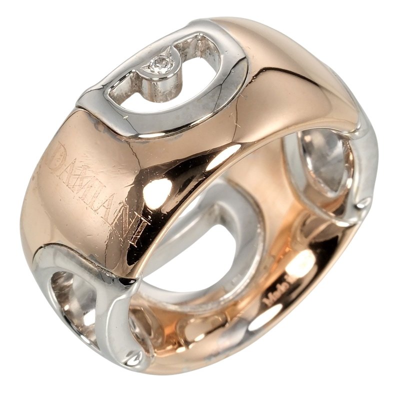 【日本直送】ダミアーニ Damiani Dアイコン リング 8号 K18PG×K18WG ダイヤモンド 約7.56g ピンク×ホワイトゴールド【中古】 - 戒指 - 貴金屬 金色
