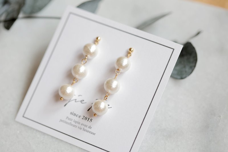 Custom-Girl Dancing│4 Cotton Pearl Long Earrings (for mslatte77) - Earrings & Clip-ons - Other Metals White