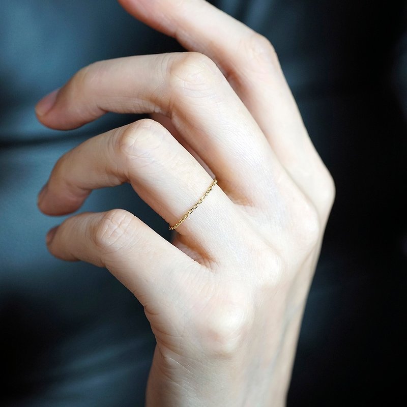 9K黃金鏈條戒指 VISHI未時原創素真金精致簡約疊戴關節戒女禮物 - 戒指 - 其他金屬 