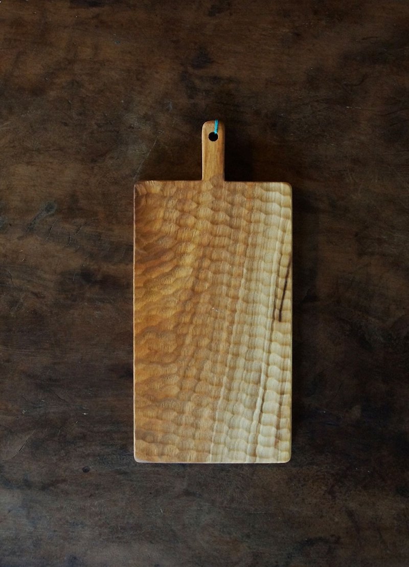 Ozawa Kenichi-3. Walnut wood hand-carved rectangular handle tray - ถาดเสิร์ฟ - ไม้ 