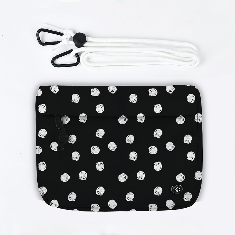 Grinstant mix and match detachable small bag shoulder bag-black and white series (white dots)