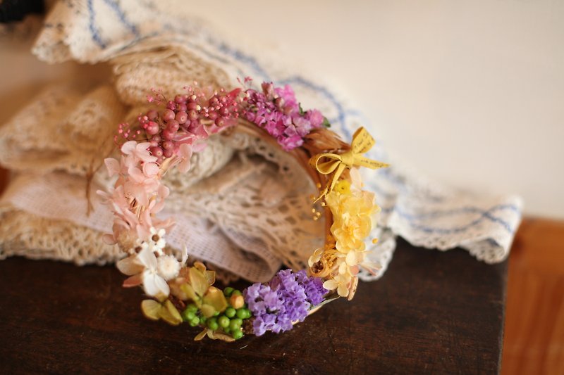 [Good Day] beautiful cute rainbow wreath / rainbow garland / wreath material bag / DIY kit / gift - จัดดอกไม้/ต้นไม้ - พืช/ดอกไม้ หลากหลายสี