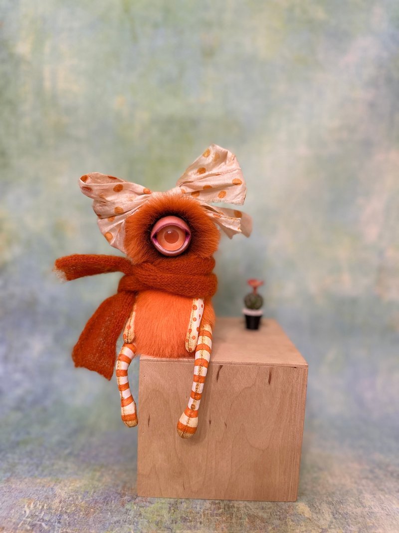 Orange OOAK Cyclops Doll - Stuffed Dolls & Figurines - Other Materials Orange