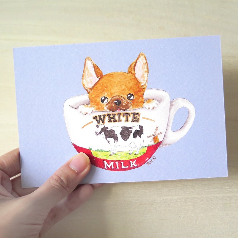Dog milk tea postcard