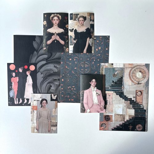 honne market Collage pack Black Sticker + Paper MIX (anns note) vintage