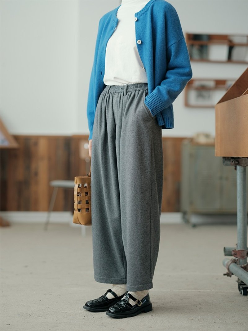 Wool carrot pants Japanese style casual long pants autumn and winter - Women's Pants - Wool Multicolor