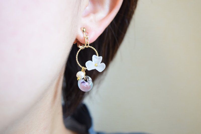 flower glass - Earrings & Clip-ons - Glass Pink
