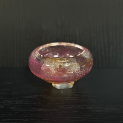 C.C.C. Glass Works 玻璃碗桃紅棕黃六角足