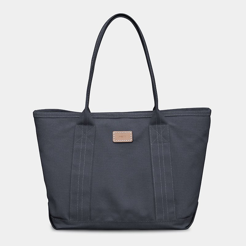 No added tote bag (iron ash) - custom name tag - กระเป๋าถือ - ผ้าฝ้าย/ผ้าลินิน สีเทา