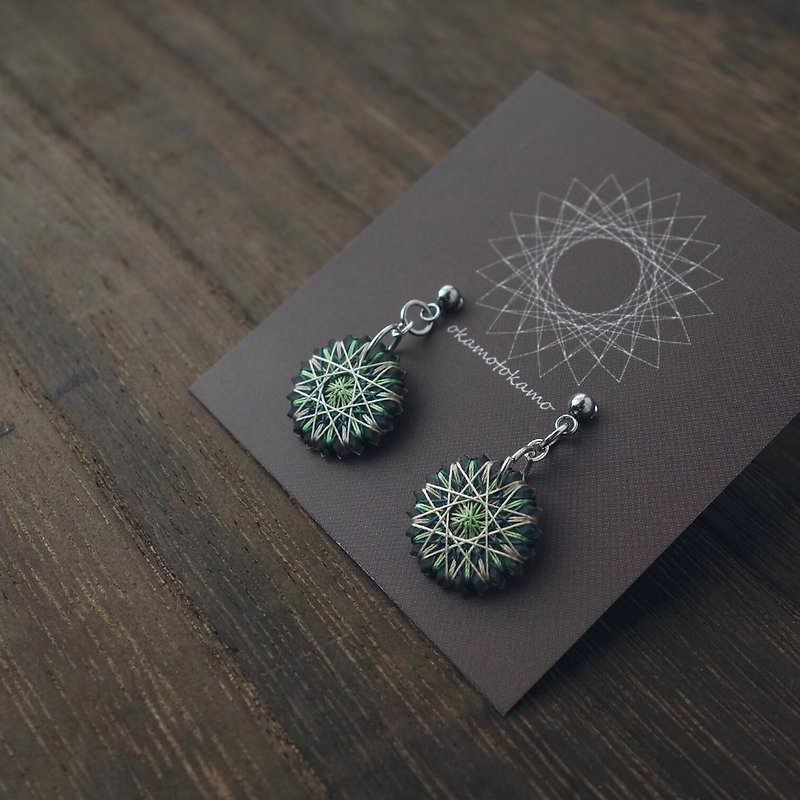 little magic circle earrings / yellow / silk thread / minimal / free shipping - Earrings & Clip-ons - Silk Green