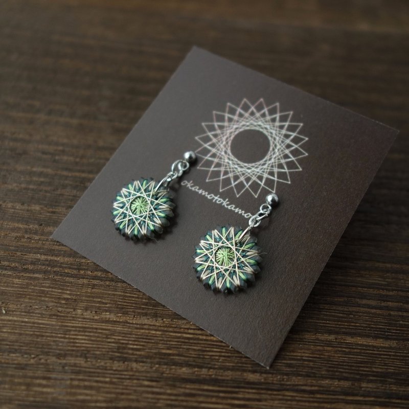 little magic circle earrings / green / silk thread / minimal / free shipping - Earrings & Clip-ons - Silk Green