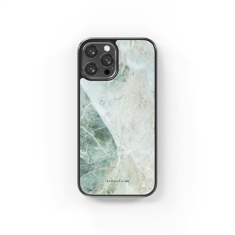 Eco-Friendly Recycled Materials Shockproof Phone Case Green & White Marble - Phone Cases - Eco-Friendly Materials Green