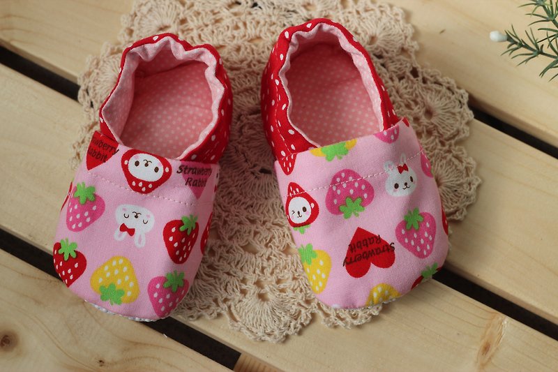 草莓與小白兔 學步鞋 - 童裝鞋 - 其他材質 紅色