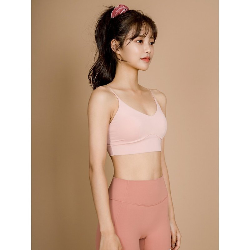 [GRANDELINE] Comfortable V-neck Bra Short Top-Light Pink-BR431 - Women's Athletic Underwear - Polyester Pink
