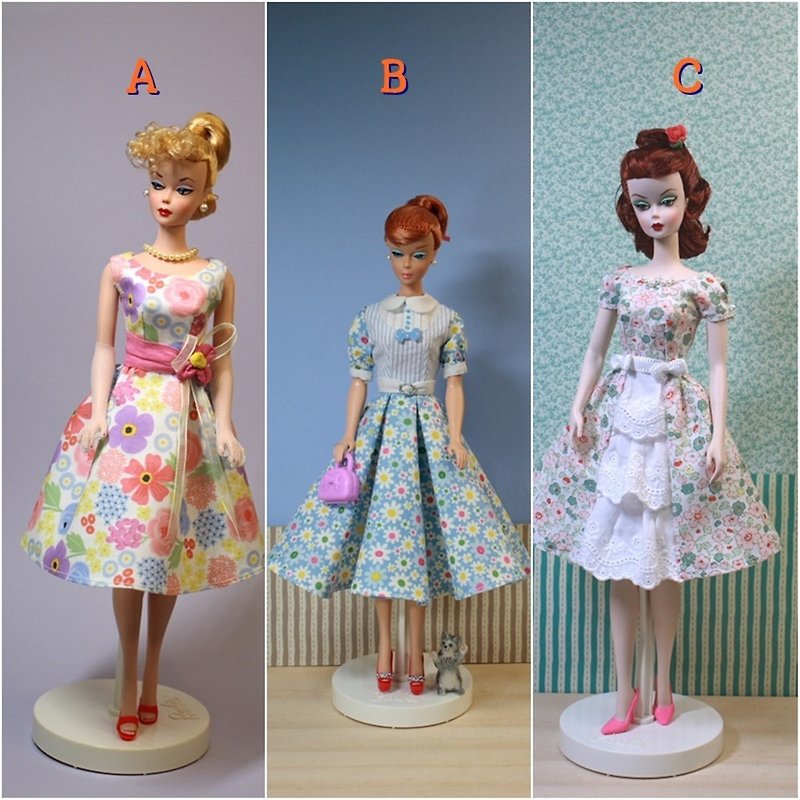 doll dress for silkston barbie repro barbie - Stuffed Dolls & Figurines - Cotton & Hemp Multicolor