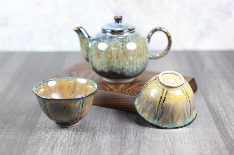 【春節好禮】幻森 天目釉 一壺兩杯 圓滿茶具組 名家葉敏祥作品 - 茶壺/茶杯/茶具 - 瓷 