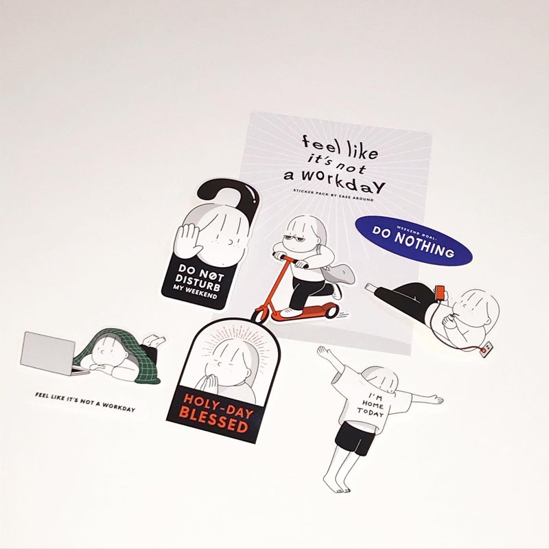 STICKER PACK - FEEL LIKE IT'S NOT A WORKDAY - 貼紙 - 紙 白色