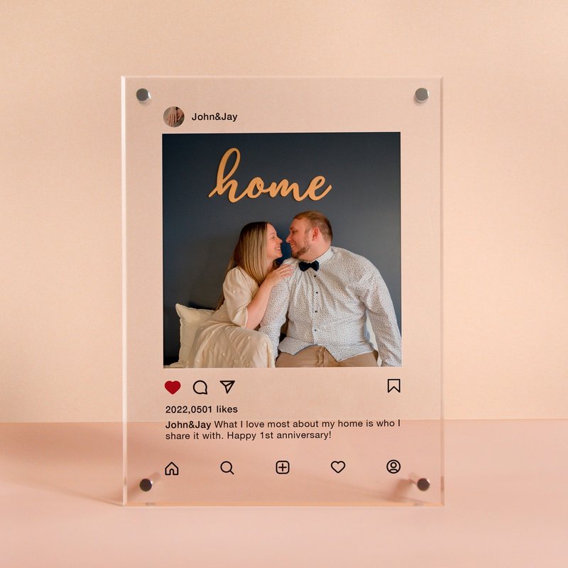 Customized Instagram Acrylic Frame Gift Anniversary Valentines day Birthday - ของวางตกแต่ง - อะคริลิค 