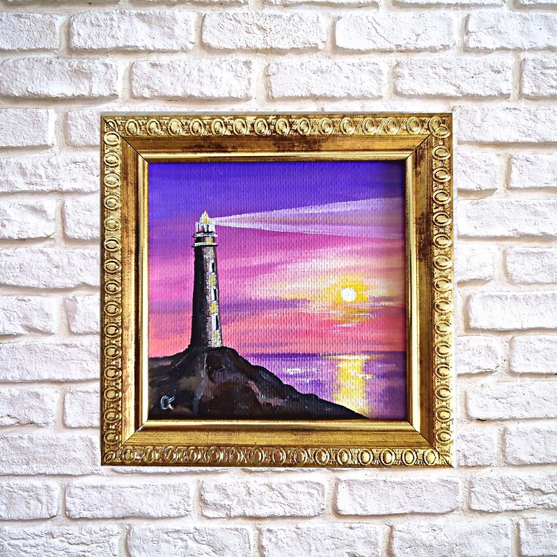 Seascape Oil Painting Lighthouse Small Frame Painting Sea 原創油畫 風景 掛畫 裝飾畫