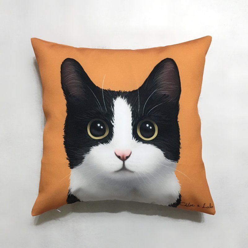 Big meow pillow - black and white cat Mercedes cat - Pillows & Cushions - Polyester Orange