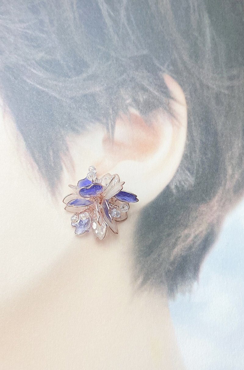 Floral Crystal - Earrings & Clip-ons - Other Materials Pink