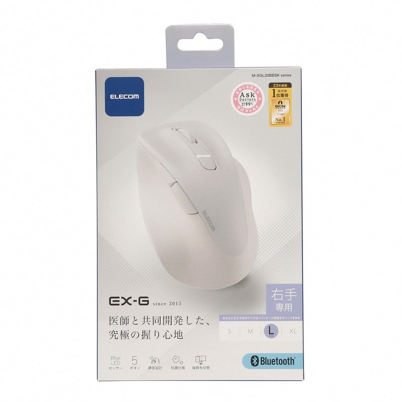 ELECOM EX-G人體工學 藍芽靜音滑鼠 白 - 電腦配件 - 塑膠 白色