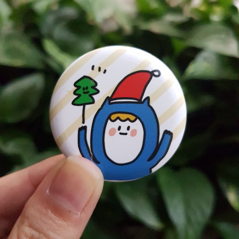 Ning's Christmas badges - small blue Claus - เข็มกลัด/พิน - กระดาษ 