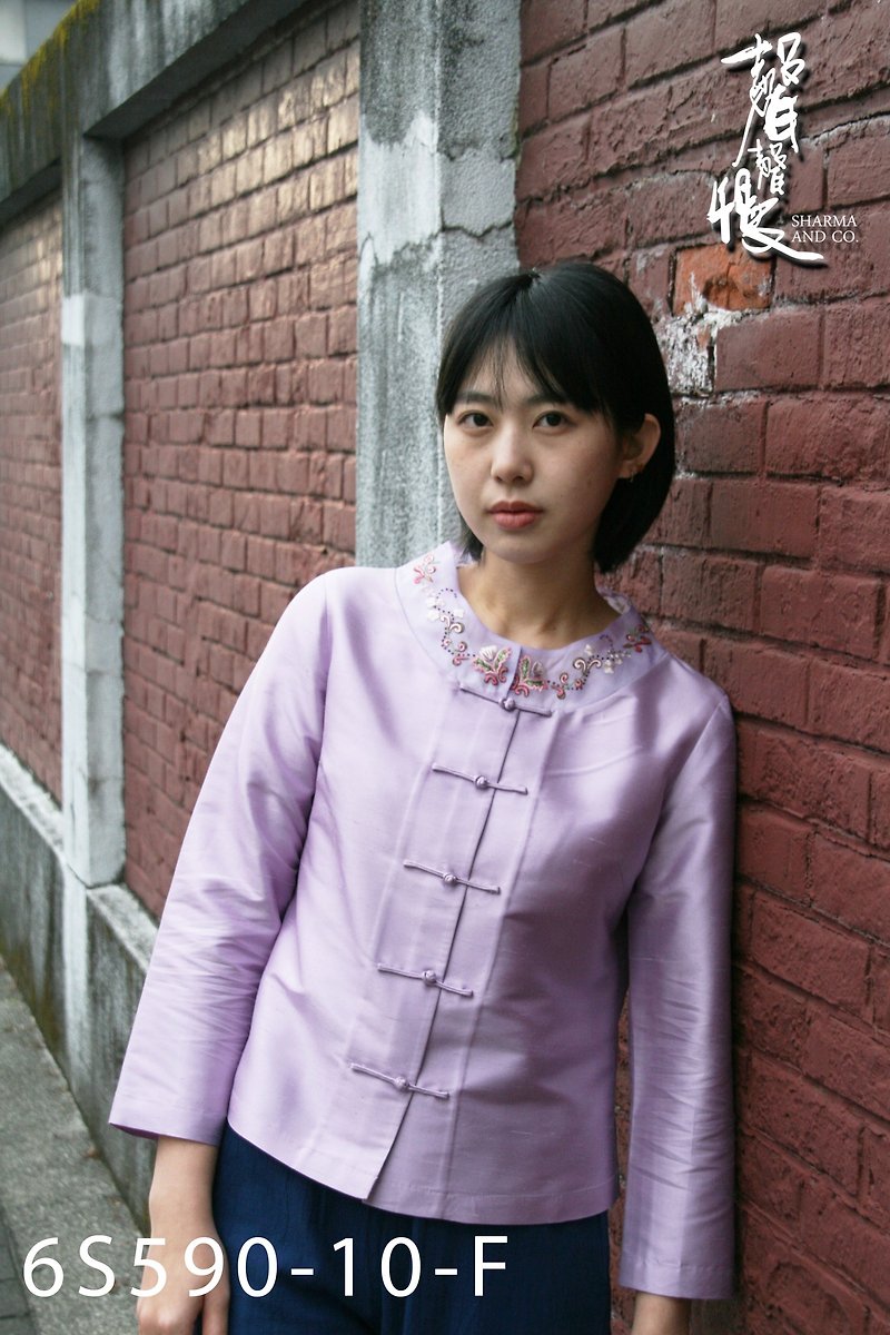 【聲聲慢】 典雅精緻上衣 純蠶絲 手工蘇繡鈕扣中國結 - 女裝 上衣 - 其他材質 多色