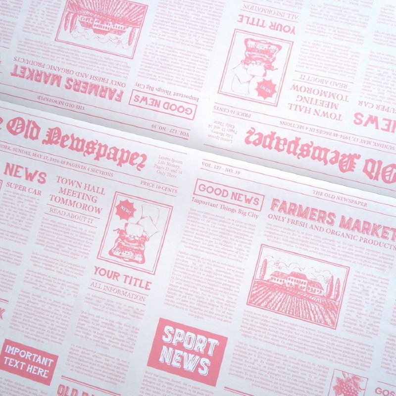 pink newspaper A4 100sheets Double Sided design paper (honne market) - 包裝材料 - 紙 粉紅色