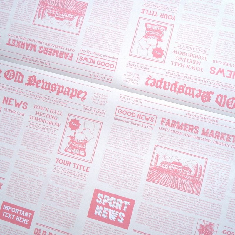 pink newspaper A4 100sheets Double Sided design paper (honne market) - 包裝材料/包裝紙 - 紙 粉紅色