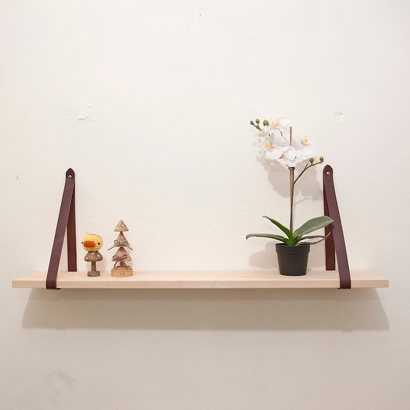 DIY material package solid wood shelf pine wood laminate leather leather partition shelf handmade home decoration - งานไม้/ไม้ไผ่/ตัดกระดาษ - ไม้ สีนำ้ตาล