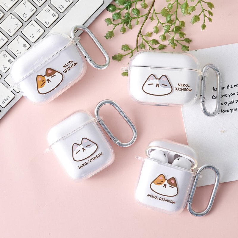NEKO OJIMEOWシリーズ 透明AirPods保護ケース - イヤホン収納 - プラスチック 透明