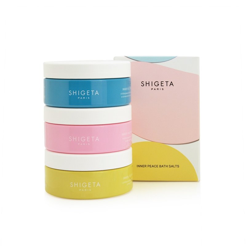 French SHIGETA Inner Calm Bath Salt Trio (3 pieces x 150g) - ครีมอาบน้ำ - สารสกัดไม้ก๊อก หลากหลายสี