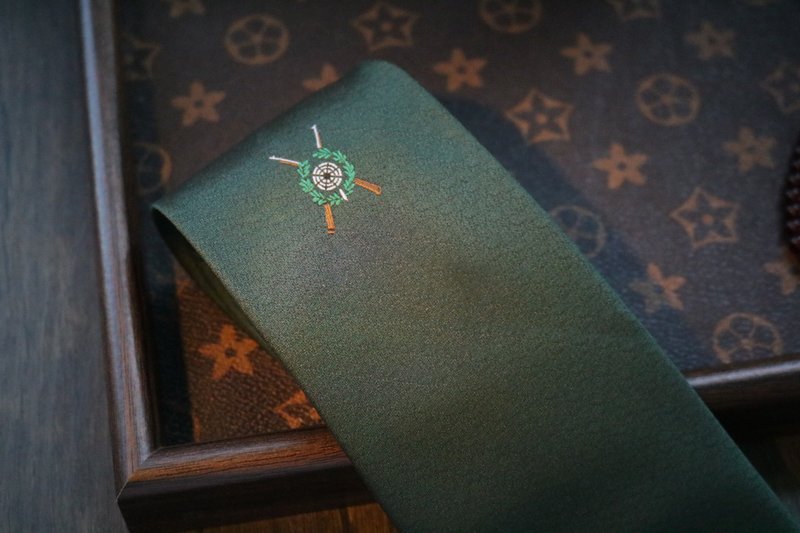 墨綠色刺繡真絲領帶紳士商務純色tie - 領帶/領帶夾 - 絲．絹 綠色