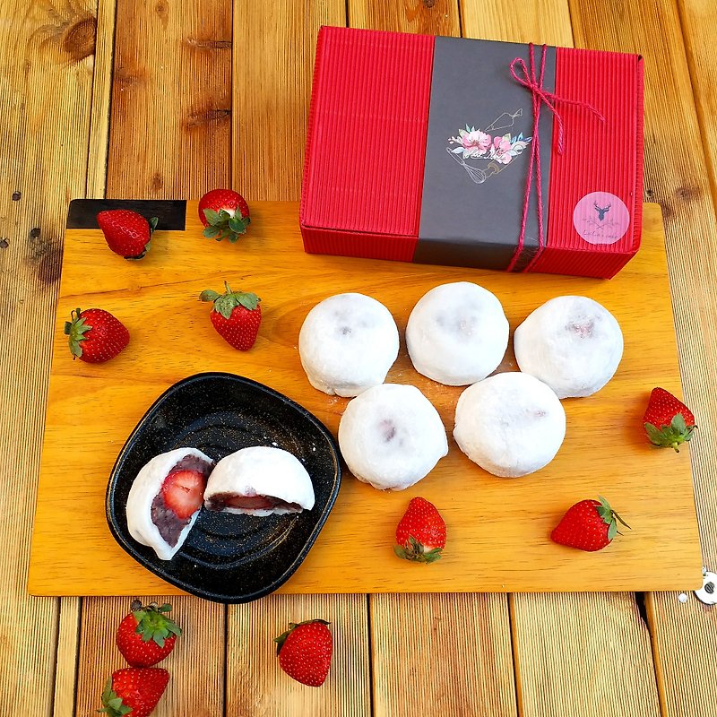 紅豆草莓大福 地 六入禮盒組 年終送禮最佳選擇 - 蛋糕/甜點 - 新鮮食材 