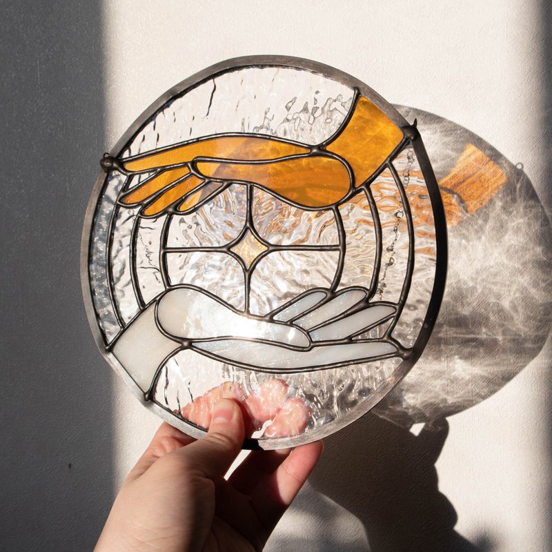 Stained glass window panel, Suncatcher, Glass home decor, Anniversary gift - 壁貼/牆壁裝飾 - 玻璃 