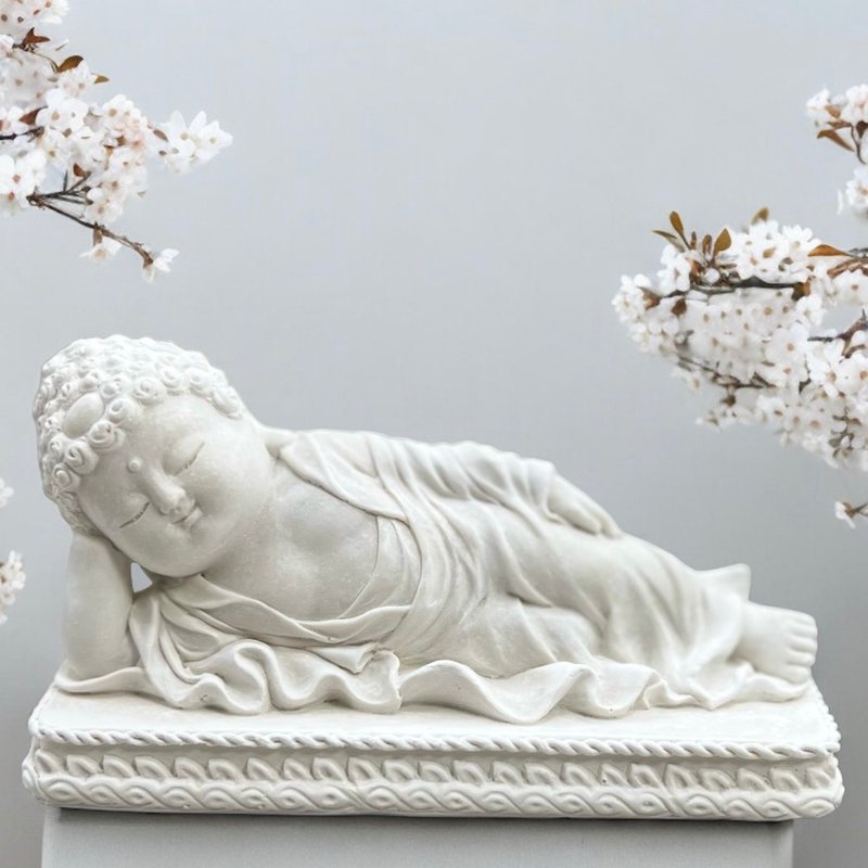 靜謐之美學 淨念吉祥小佛之臥佛(如自在)  精緻台灣文創禮品 - 擺飾/家飾品 - 水泥 白色