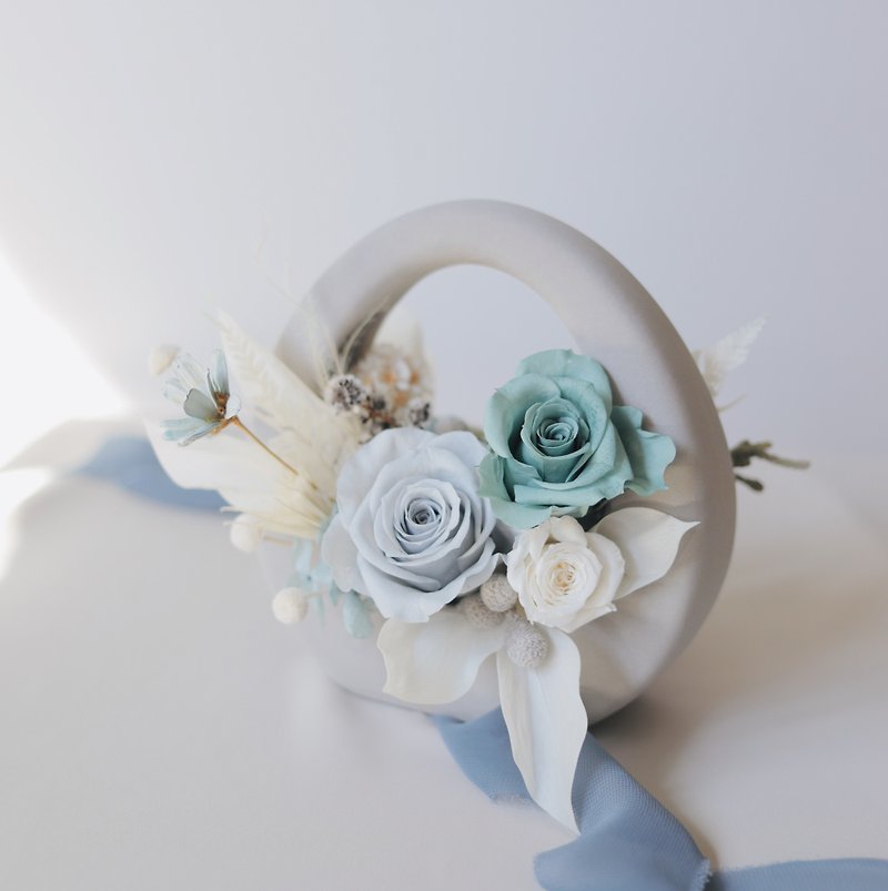 [Preferred Valentine&#39;s Day Gift] Morandi Teal Opening Flower Gift Counter Floral Decoration Birthday Gift
