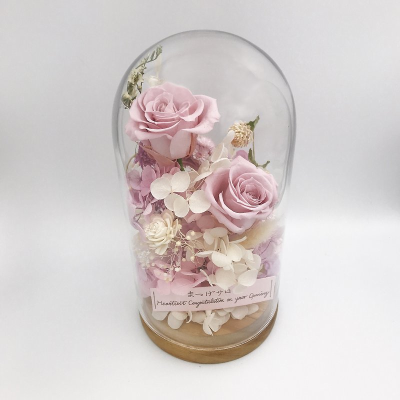 玻璃罩盅永生玫瑰花園 - 乾燥花/永生花 - 植物．花 粉紅色