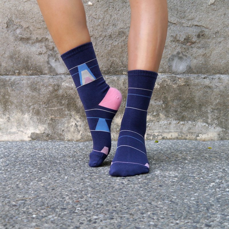 oil pattern 1:1 /blue/ socks - 靴下・ソックス - コットン・麻 ブルー