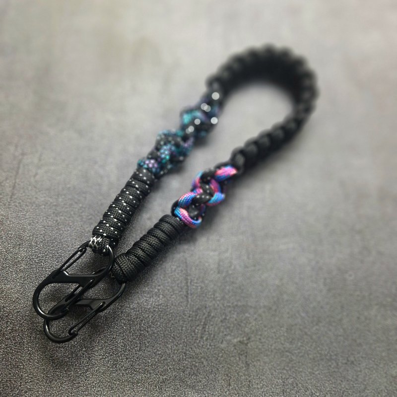 Nebula hand-woven hand rope lanyard mobile phone rope pendant key ring galaxy starry sky - เชือก/สายคล้อง - ผ้าฝ้าย/ผ้าลินิน 