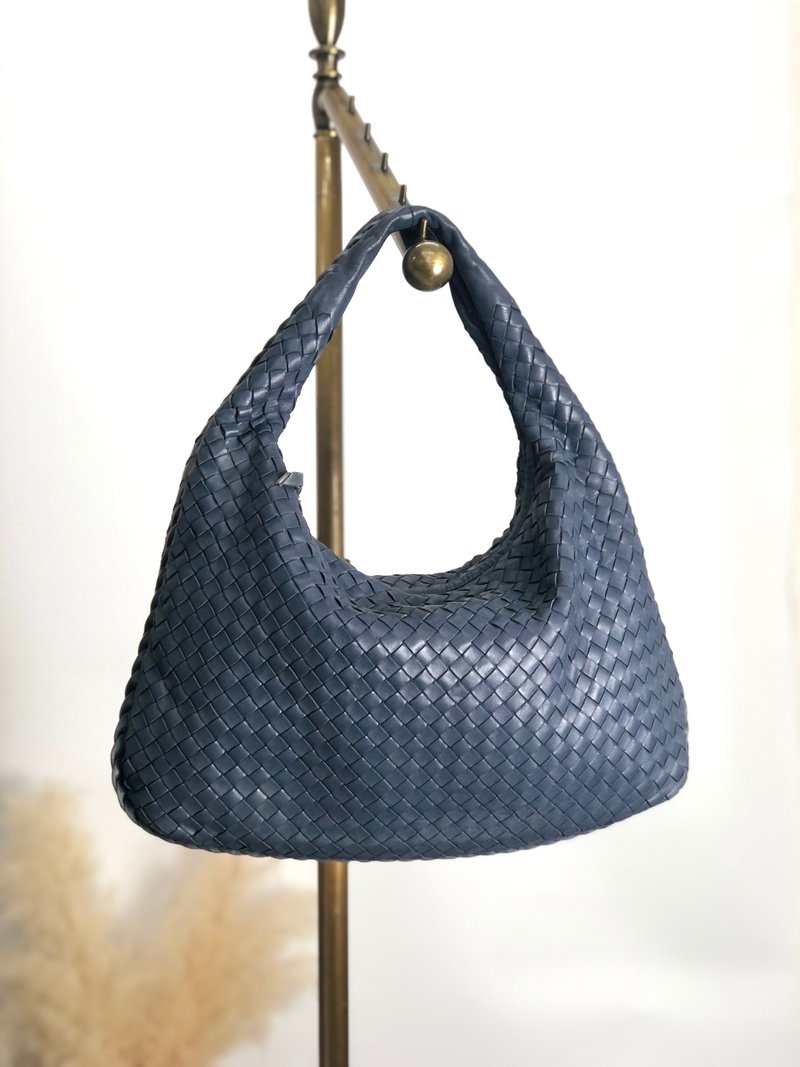 【 日本直送　名牌中古包 】Bottega Veneta ボッテガ・ヴェネタ ショルダーバッグ ブルー レザー ホーボーバッグ イントレチャート y3t2mm - 側背包/斜背包 - 真皮 藍色