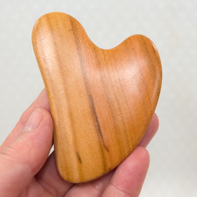 Gua Sha Massage Wooden Tool, Small Heart Shape Scraper - Facial Massage & Cleansing Tools - Wood Brown