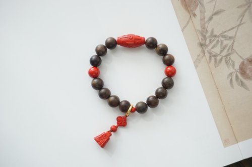 Angel's tears 天使之淚 Jewelry Design 8mm天然加里曼丹沈香木 硃砂九眼天珠設計手串手持s