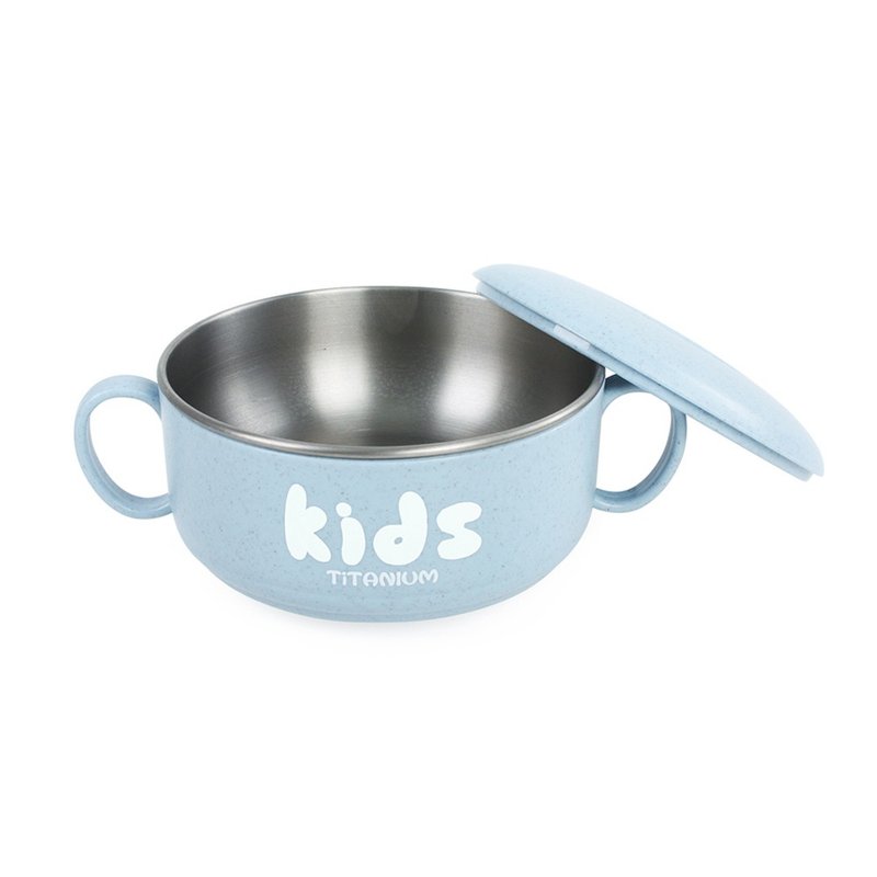 Ti-living pure titanium antibacterial children-learning double-layer combination bowl (large) 350ml-blue - Children's Tablewear - Other Metals Blue